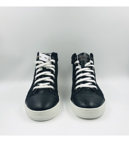 Handmade Shoes Black Velvet with Black Coco Leather. 